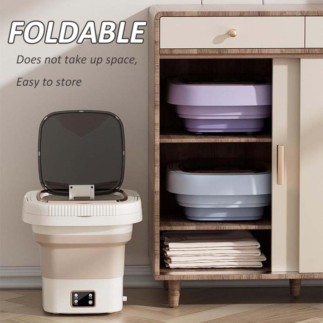 Mini Washing Machine 9L Portable Clothes Washer for Underwear, Baby Clothes Sock Apartment & Tiny Spaces Portable Mini Washing Machine(Cream Yellow)