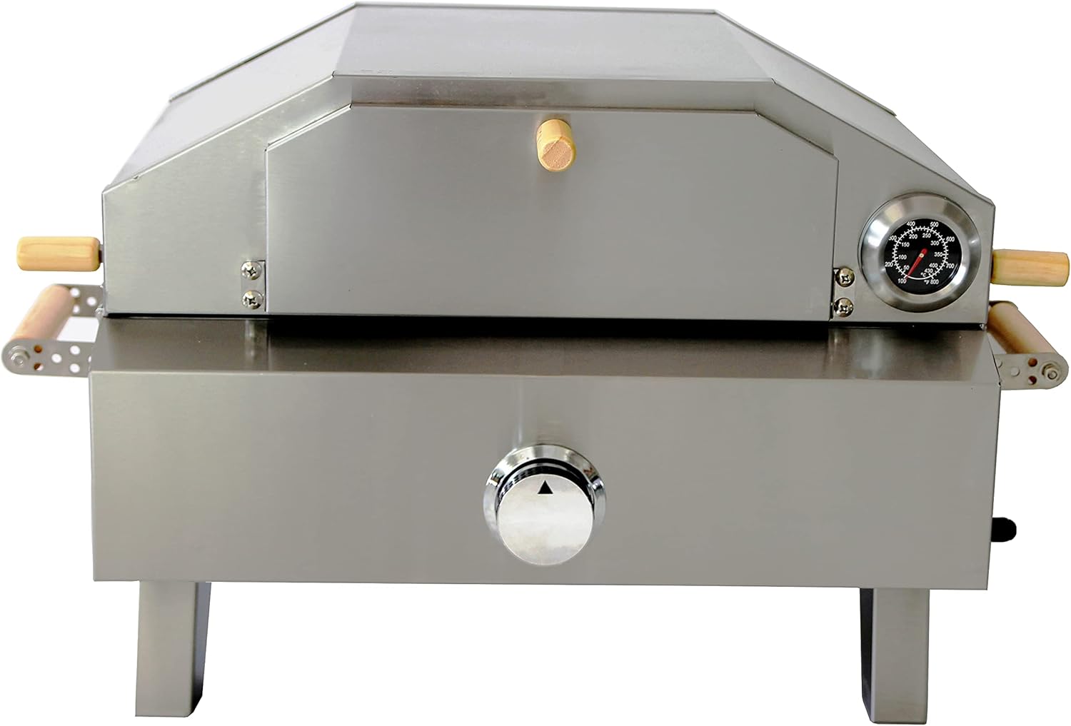 Portable Outdoor 430 Stainless Steel Propane Gas Grill BBQ Combo Pizza Oven with Pizza Stone and Grate