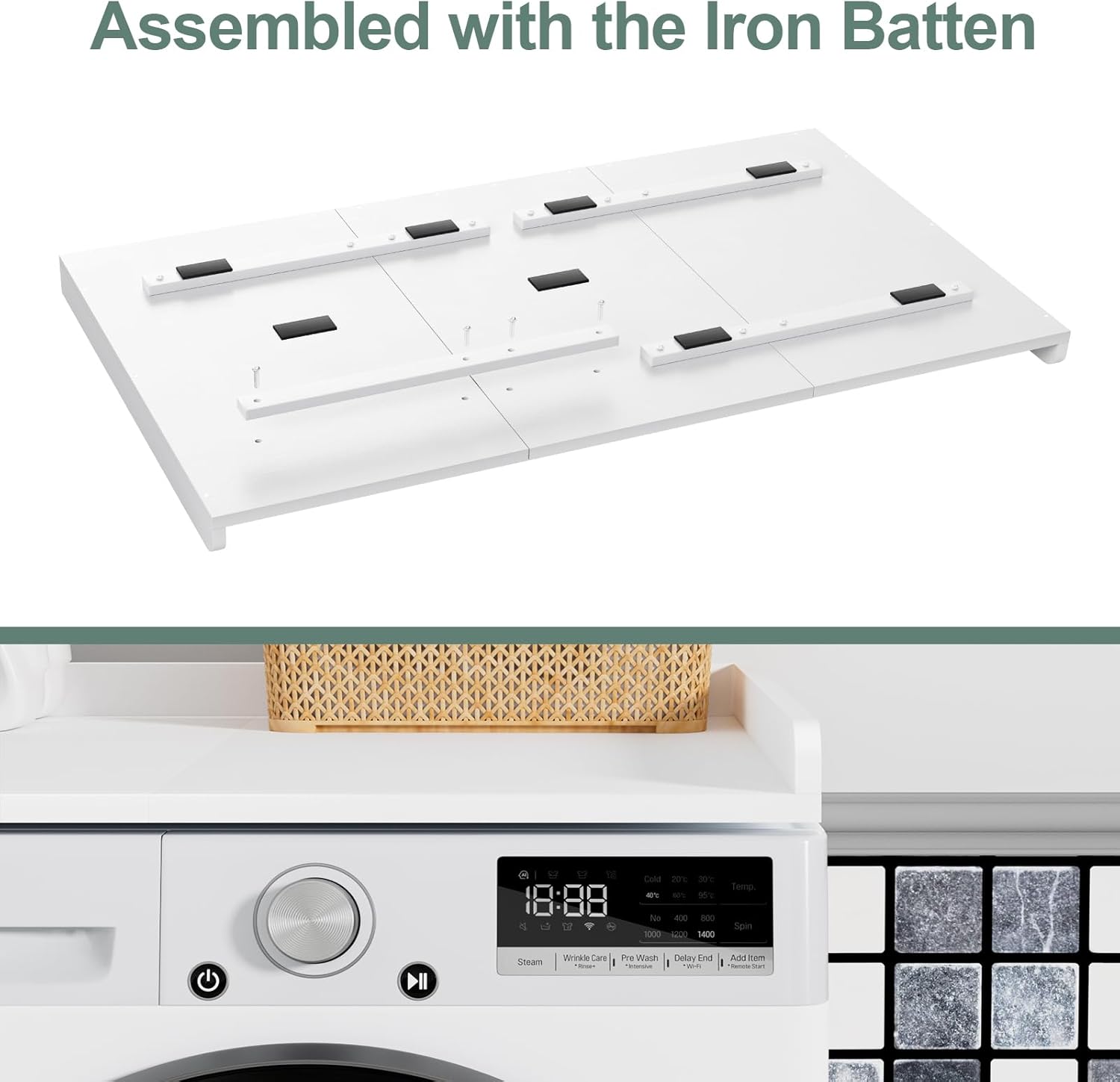 Ulif Washer Dryer Countertop, Washer and Dryer Countertop Table with Non-Slip Pads for Laundry Organization, 27.5