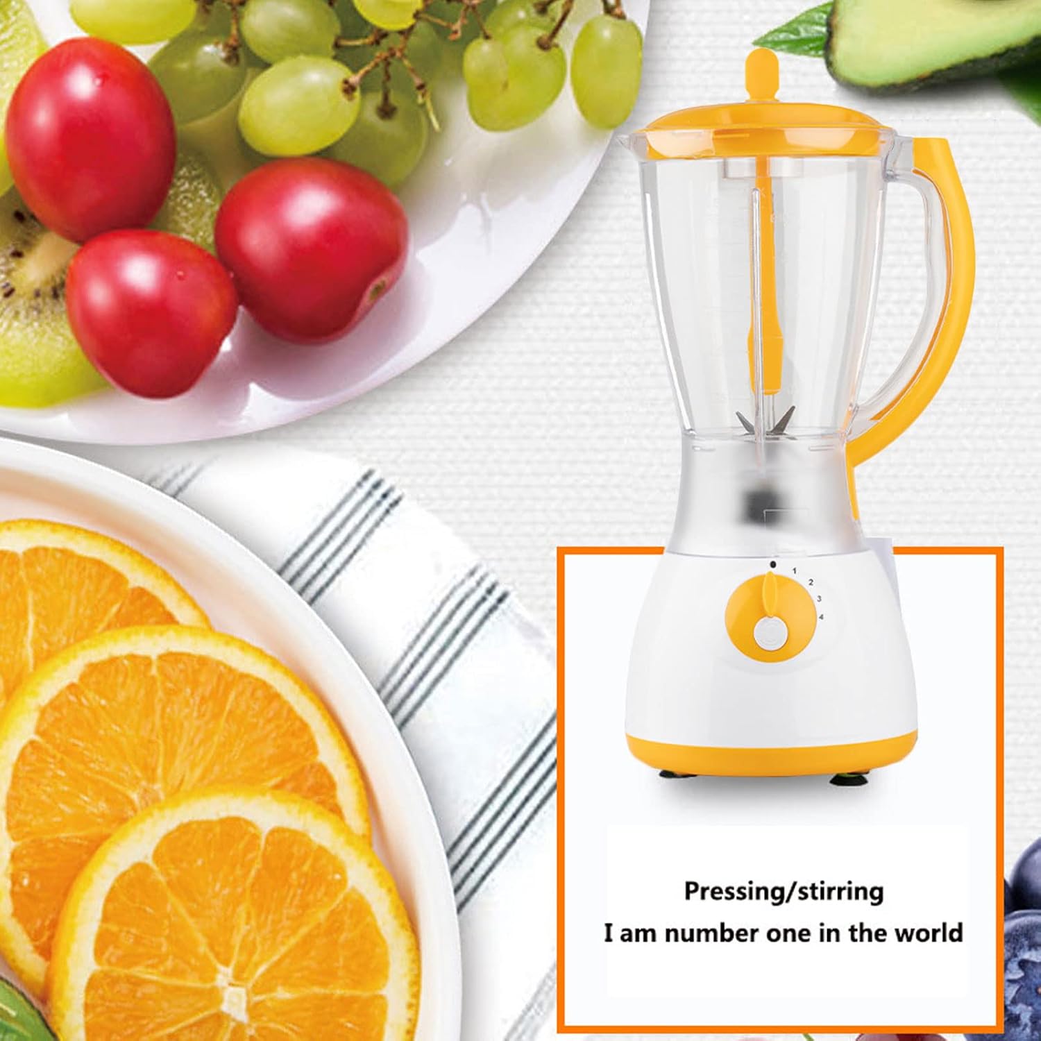 Blender Smoothie Maker, 1000W High Speed ​​Professional Smoothie Blender, Adjustable Speed, 1.5L Jar, Kitchen Professional Food Processor Blender (Yellow)