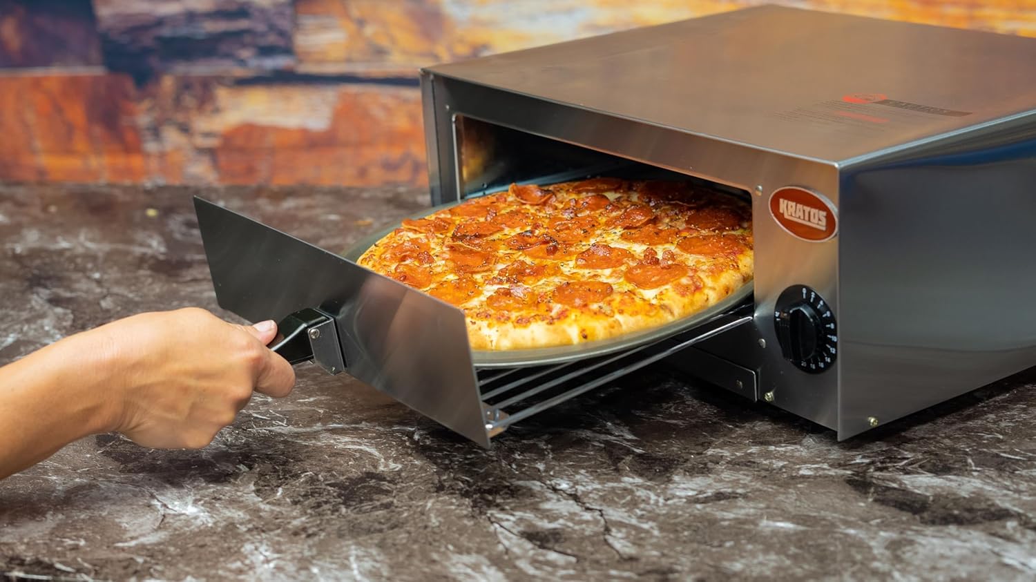 Kratos Commercial Countertop Pizza Oven | Stainless Steel Electric Pizza/Snack Oven with Timer | Fits 12