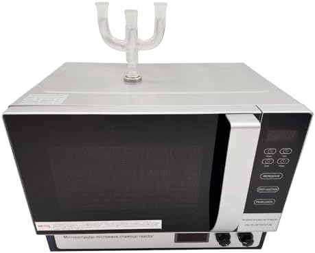 Lab Microwave Reactor Continuous Radiation Oven 800W Output,with Magnetic Stirring 1.7-16.9fl.oz,304 Stainless Steel Chamber, Safety Auto-Stop,0-1800rpm,LCD Display 220V 1PH