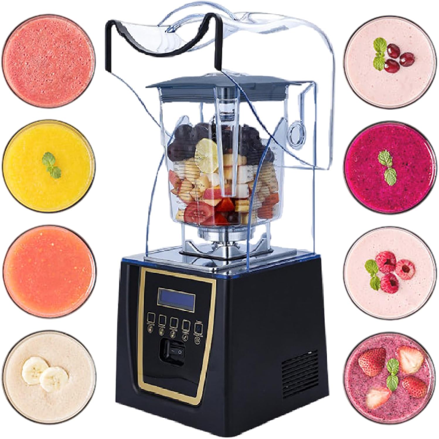 Professional Quiet Blender, Commercial Blender for Shakes and Smoothies with Quiet Shield Sound Enclosure, Noise Reduction Blenders for Kitchen with 68oz Jar,220V