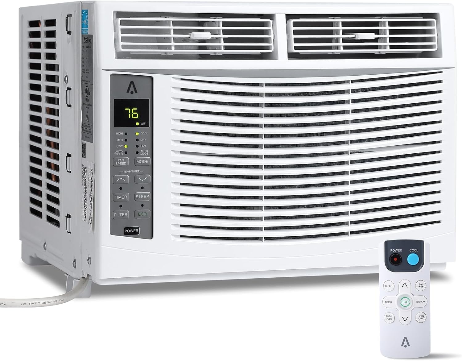 6000 BTU Window Air Conditioner for 250 Sq. Ft, Includes Dehumidify & Fan Modes, Quiet & Easy to Install, Remote Control, Ideal for Home and Office Use, Saddle-Style Design