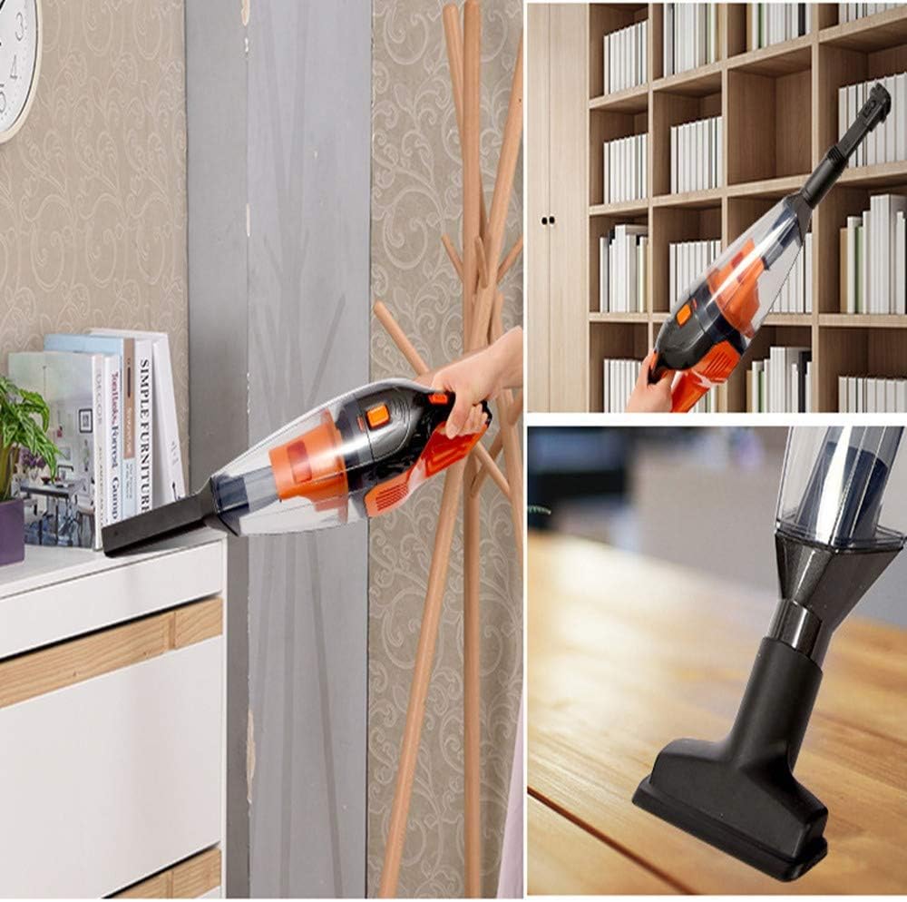 Hard Floor Vacuum Handheld Wireless Household Vacuum Cleaner, Car Wet and Dry Dual-use Vacuum Cleaner, High-Power Dual-use Powerful Cleaner (Color : Orange)