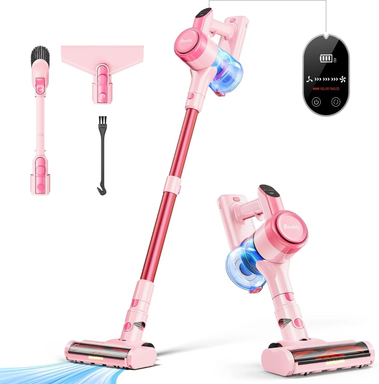 Generic Pink Cordless Vacuum Cleaner, 380W Brushless Motor, 50 Min Runtime, 28Kpa Suction, Pink