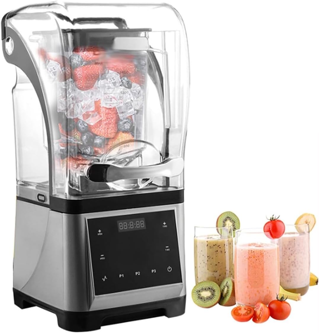 Commercial Shaved Ice Machine,1800W Professional Electric Blender,1.8L Multifunctional Stand Smoothie Maker with Mute Hood,Speed Adjustable and Timing Regulation,for Party Activities(Touch type)