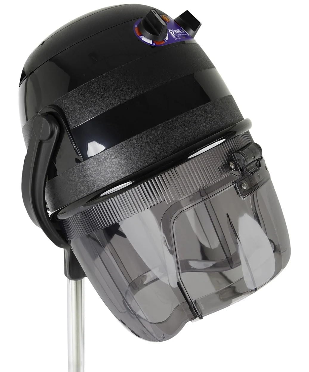 Pibbs 514 Kwik Dri 1100W Professional Salon Hair Dryer with Timer, Temp Control, Adjustable Height & Head, Rolling Caster Base, Flip-Top Visor, CE Certified, Made in Italy, Black, PIB-514