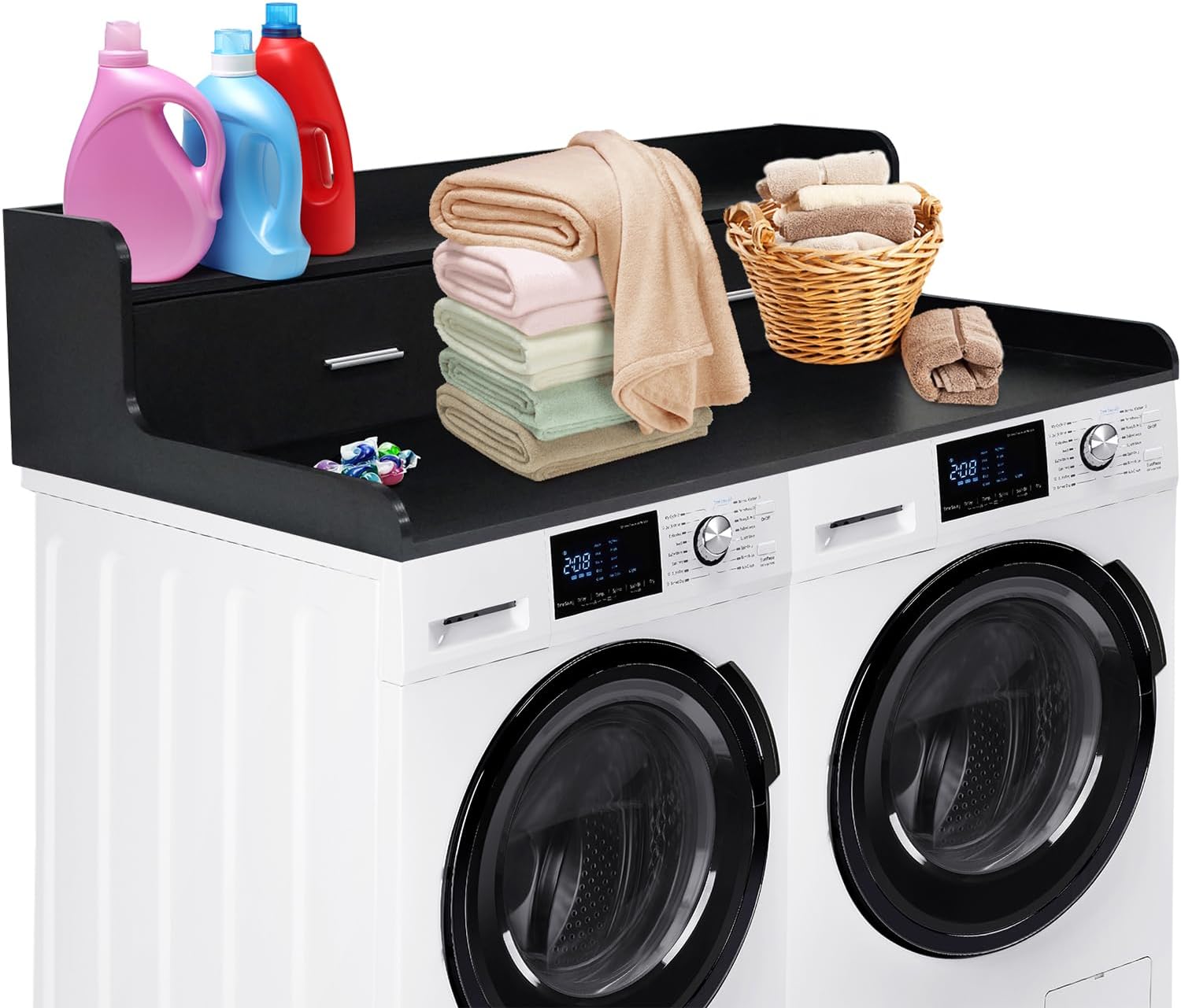 2-Tier Washer Dryer Countertop with 2 Drawers, 54