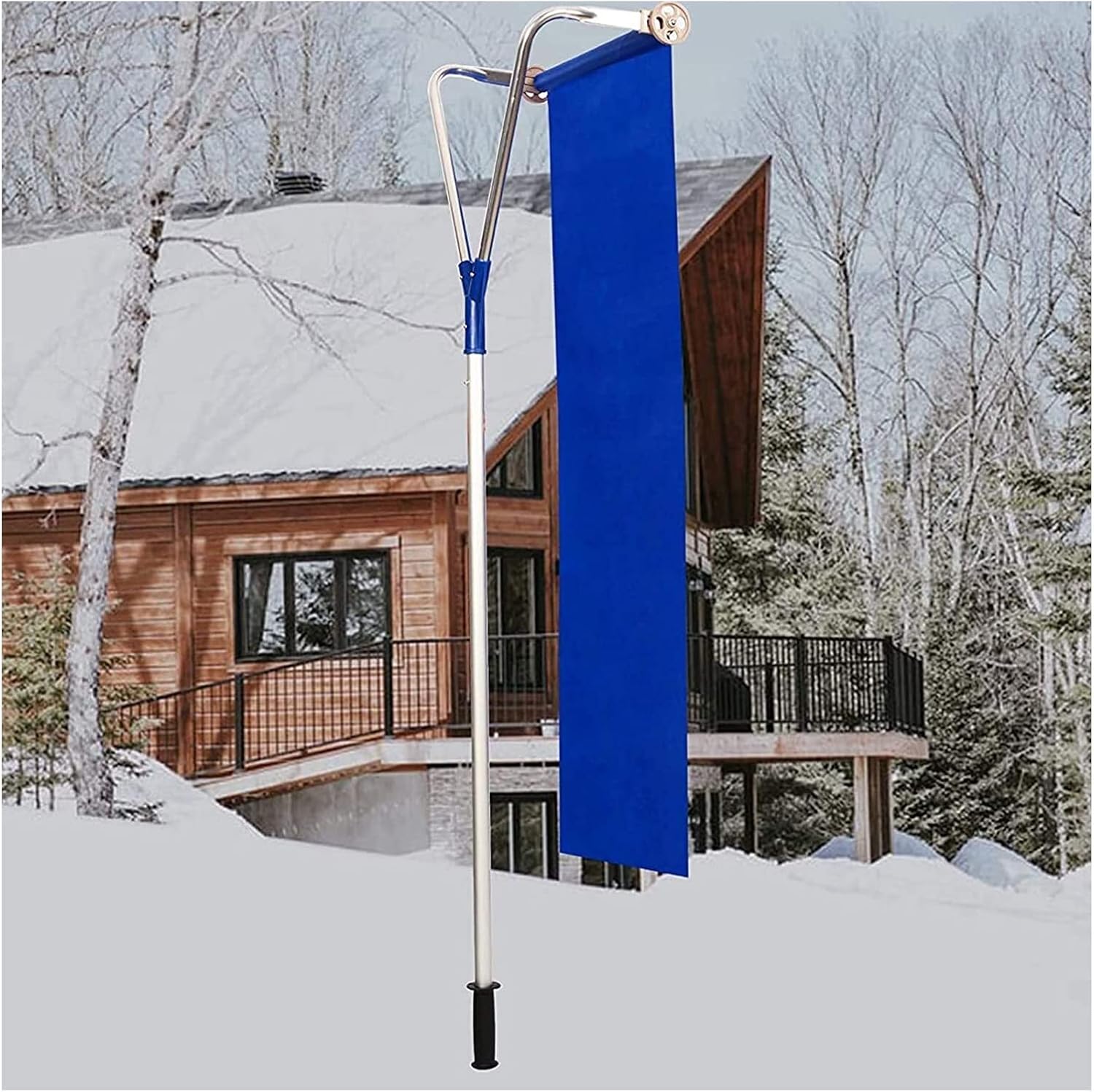 Snow Rake Roof Snow Rake Removal Tool 21 Ft Aluminum Snow Roof Shovel Adjustable Handle with Wheels,Easily Remove Packed Snow from Roof,Fit for Single Storey Cabins