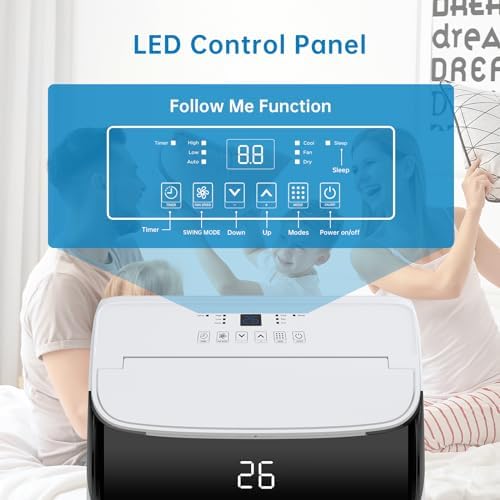 12000 BTU Portable Air Conditioner - 3-In-1 Cooling Unit with Fan & Dehumidifier, Ultra-Quiet Room AC with Remote Control & 24H Timer, Cools 550 Sq.Ft for Home/Office/Dorm (White Top)