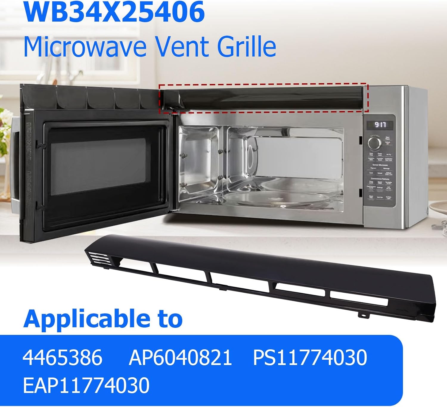 2PC WB34X25406 Replacement Microwave Vent Grille for GE 4465386, AP6040821, PS11774030, EAP11774030