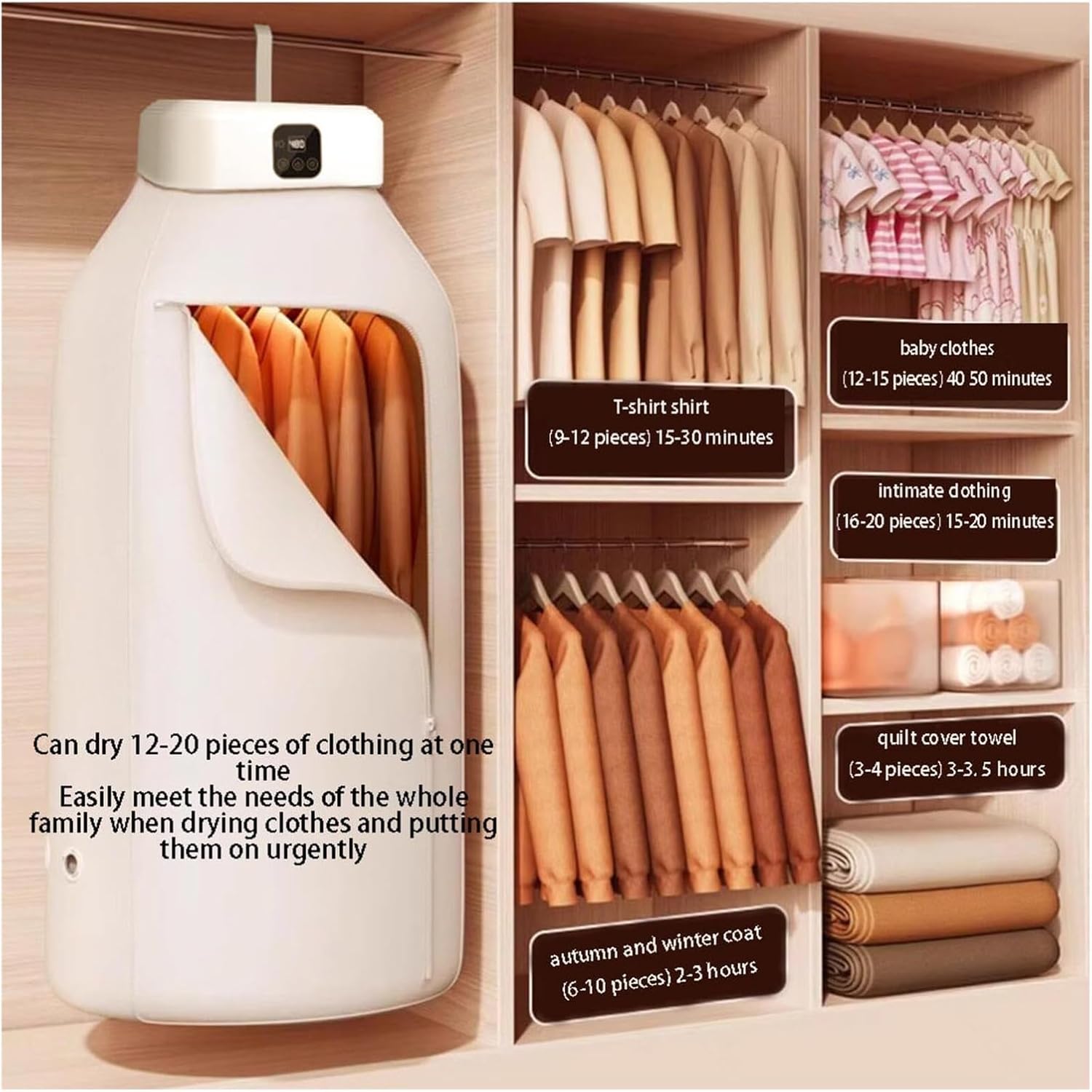 Portable Clothes Dryer,Mini Laundry Dryers With Remote Control,360° Full Hot Air Drying,Small Compact Foldable Electric Drying Machine With Dry Bag,for Travel,RV, Home,Apartment