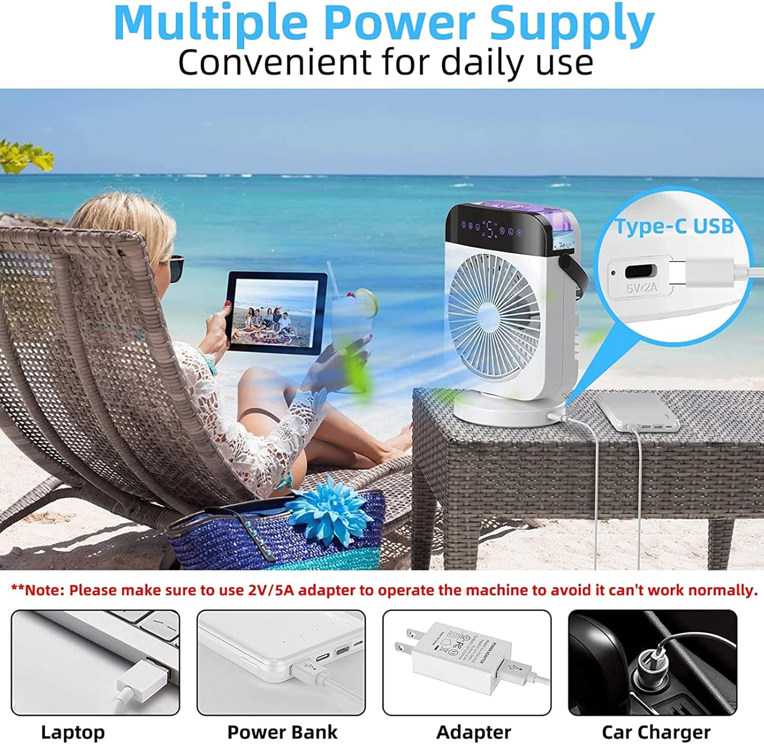Portable Air Conditioner Fan,Small AC with Remote Control,4-in-1 Mini Air Cooling Fan,4 Wind Speeds Modes USB Desk Cooling Fan,Personal Air Conditioner Evaporative Air Cooler for Room/Office