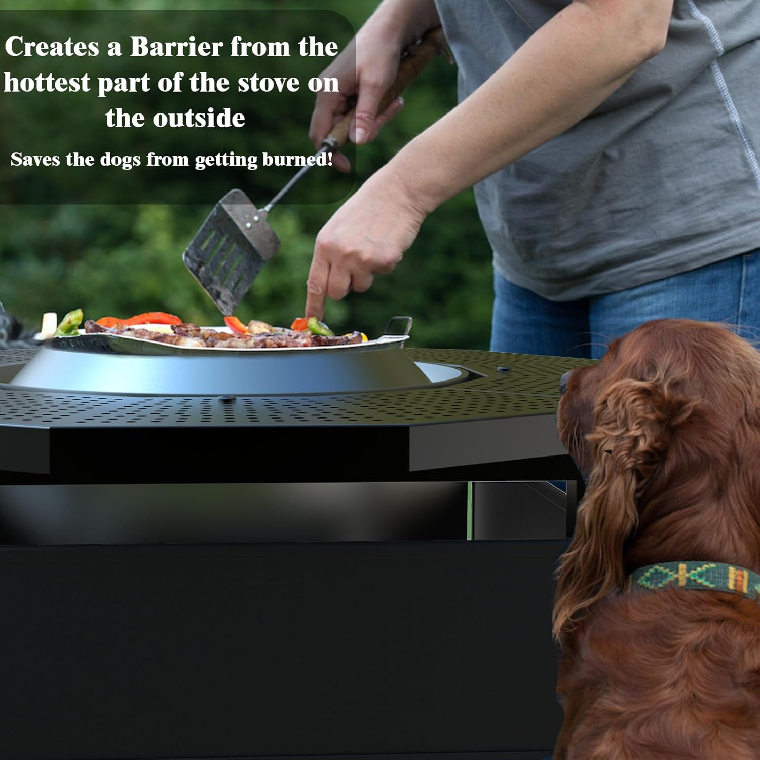 Fire Pit Surround Tabletop for Solo Stove Bonfire Ranger 2.0, with UV-Resistant Outdoor Fabric, Thick Metal Black