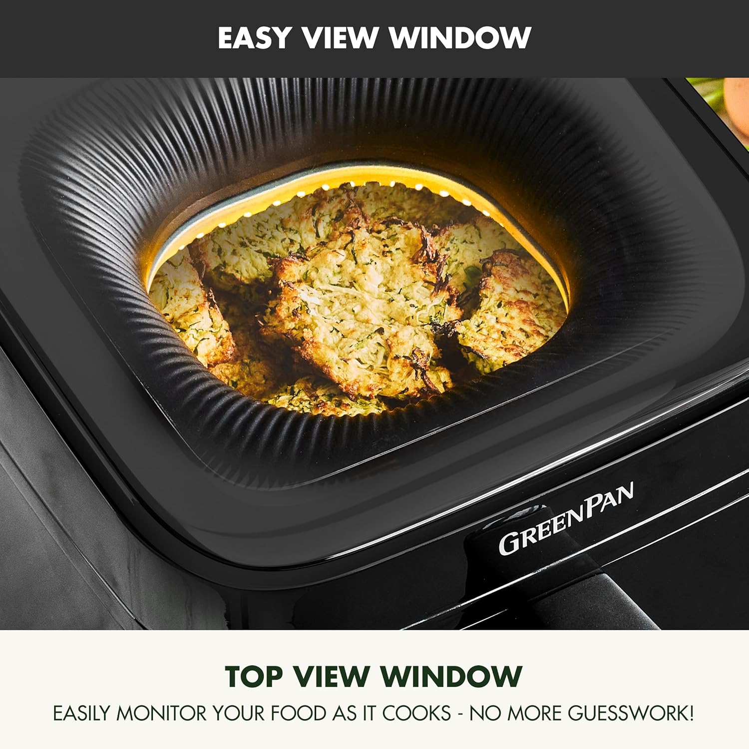 GreenPan Cyclone 7QT 12-in-1 Air Fryer, XL Easy View Window, 400 °F in 4 Seconds, Digital Touch Screen Presets, Ceramic Nonstick PFAS-Free Basket, Shake Reminder, Adjustable Temp & Time Control