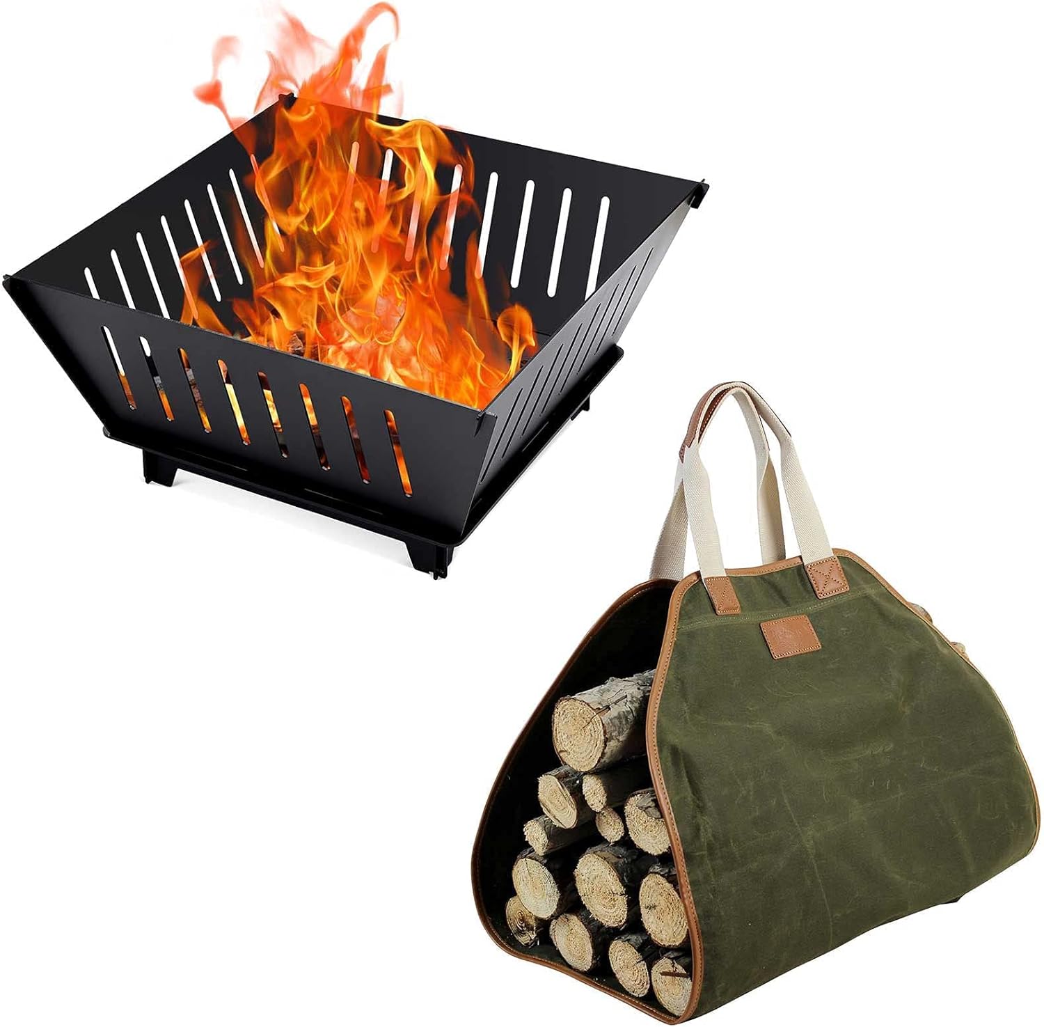Fire Pit and Canvas Log Carrier Bag