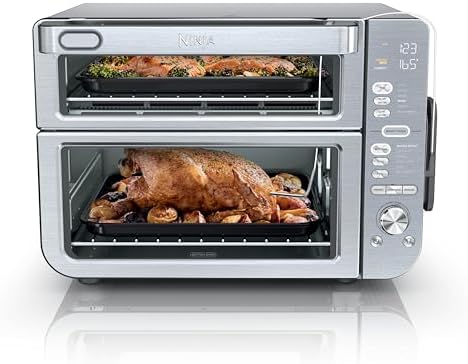Ninja Countertop Oven Double Stack XL & Air Fryer with Pro Cook System, 12-in-1, Flexdoor, FlavorSeal, SMART FINISH with DualZone Technology, Air Fryer, Bake, Broil, Reheat, Stainless Steel, DCT651