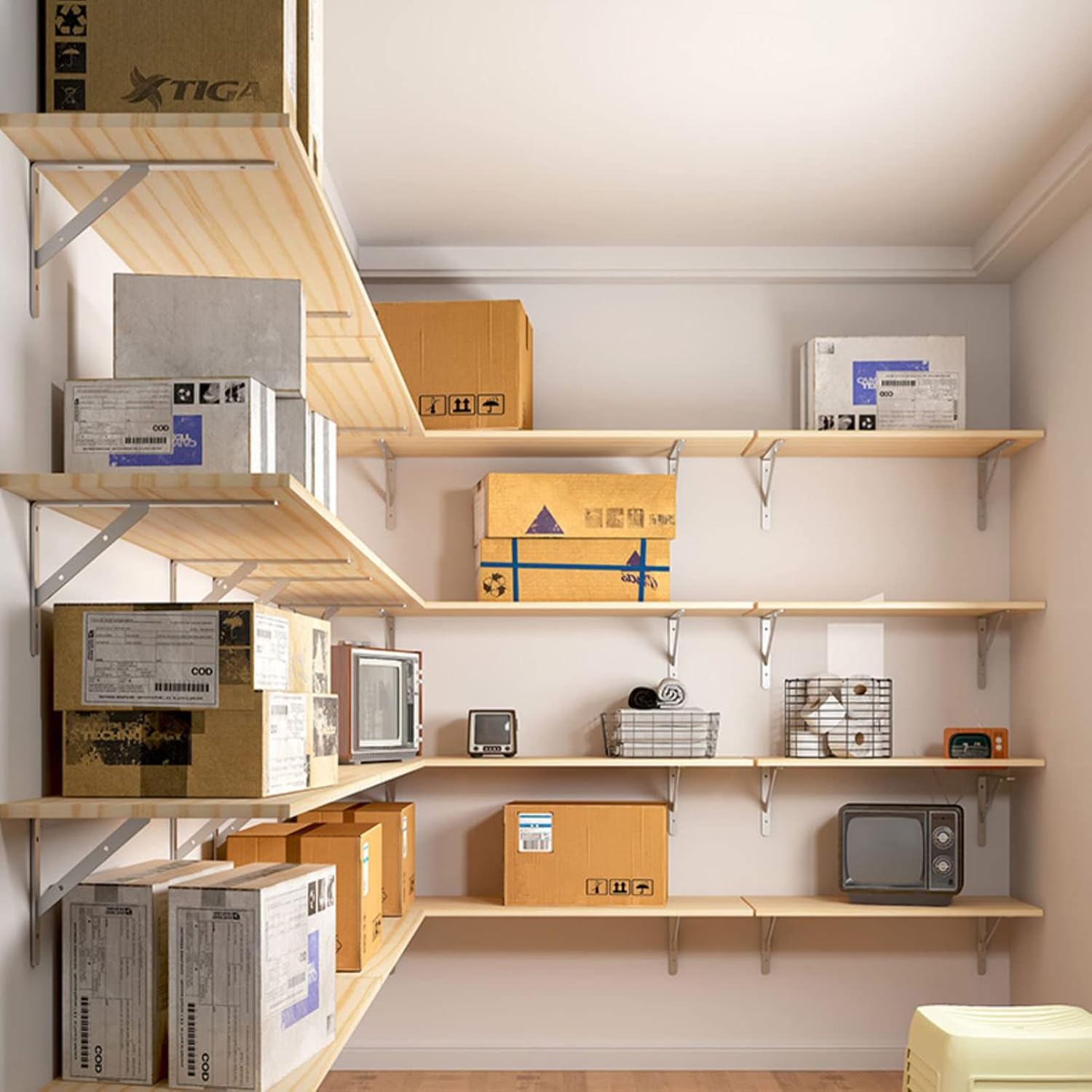 Wall Shelf Garage Storage Rack Wall Mounted Floating Shelves | Versatile Wood Shelves Floating Bookshelf for Home/Kitchen/Laundry/Restaurant/Bar | Appliance & Equipment Metal Shelving