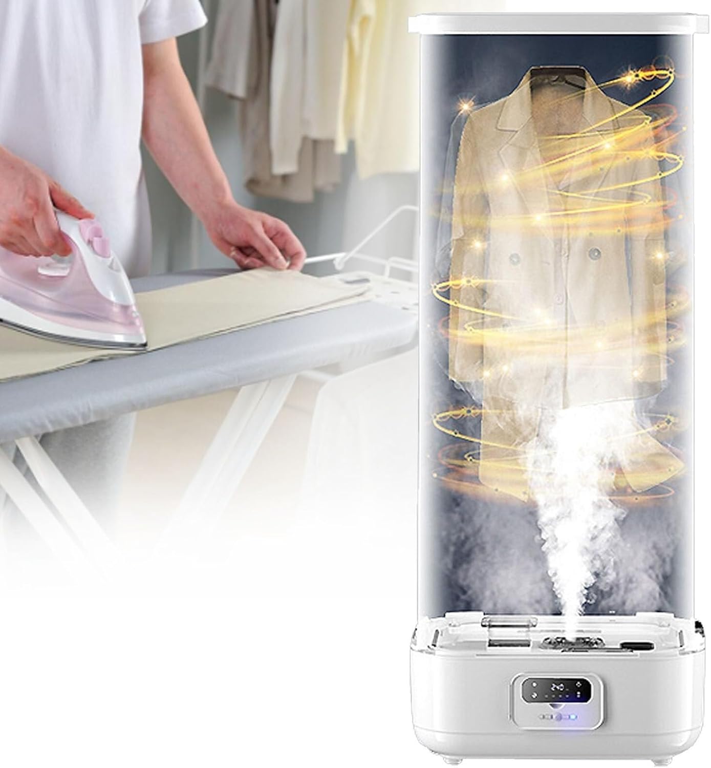 Automatic Ironing Machine,Portable Steam Drying Smart, Clothes Folding Wrinkle Removal with Remote Control