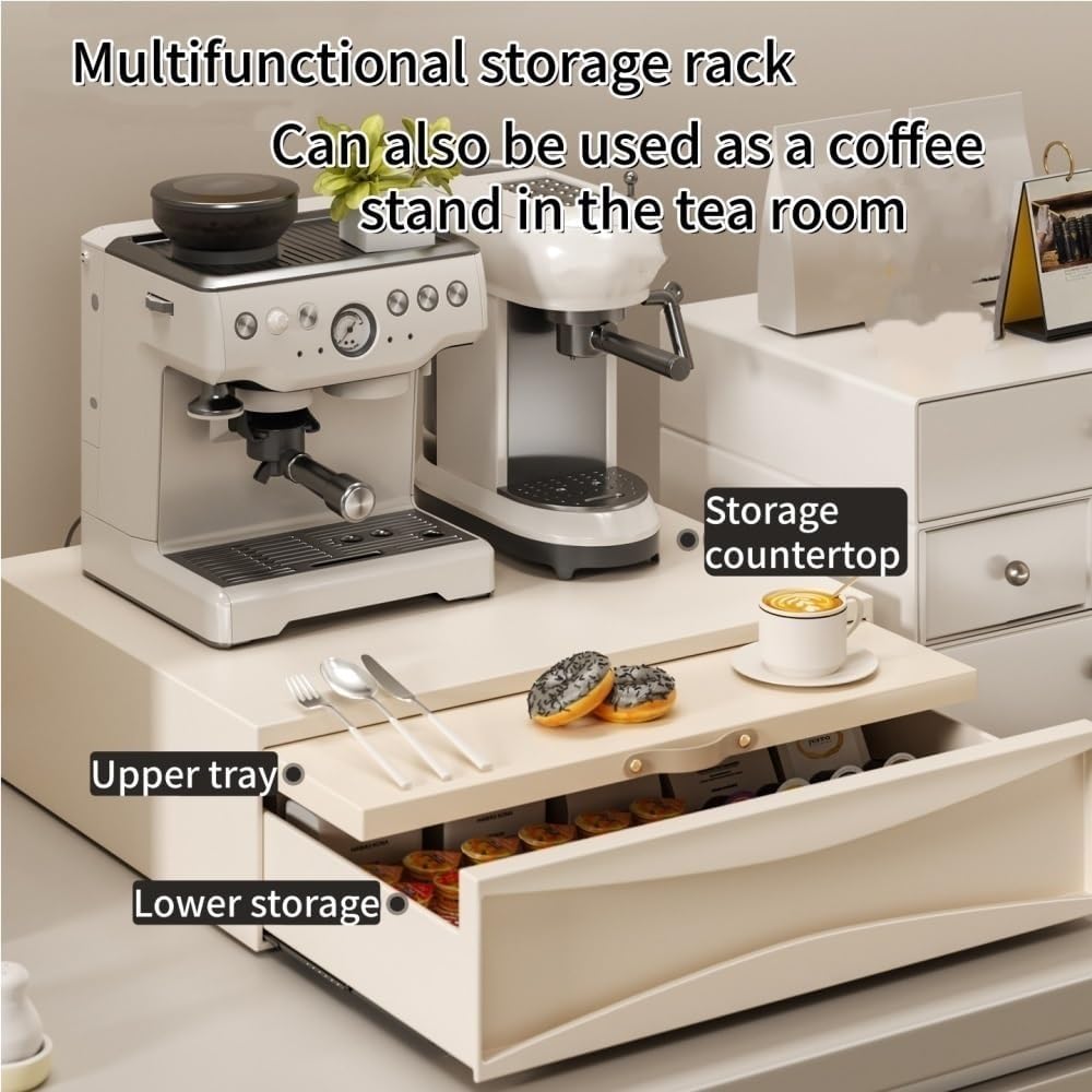 Adjustable Countertop Shelf, Microwave Stand with Drawer for Kitchen Appliances, Organizes Ovens, Rice Cookers