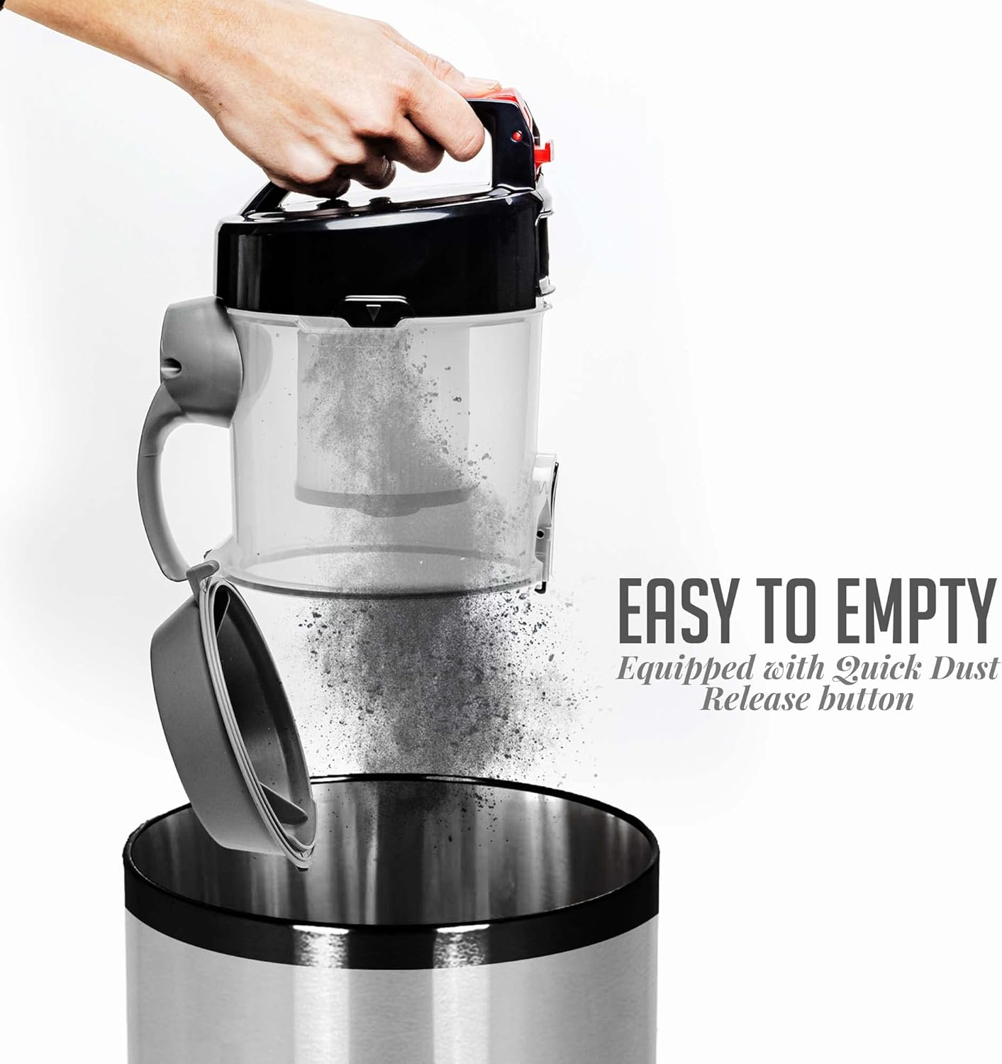 OVENTE Bagless Canister Vacuum Cleaner with Powerful Multi-Surface Suction, Telescoping Wand and Automatic Cord Rewind, Lightweight Corded Cleaning Machine with Sofa/Pet Brush Included, Black ST2010