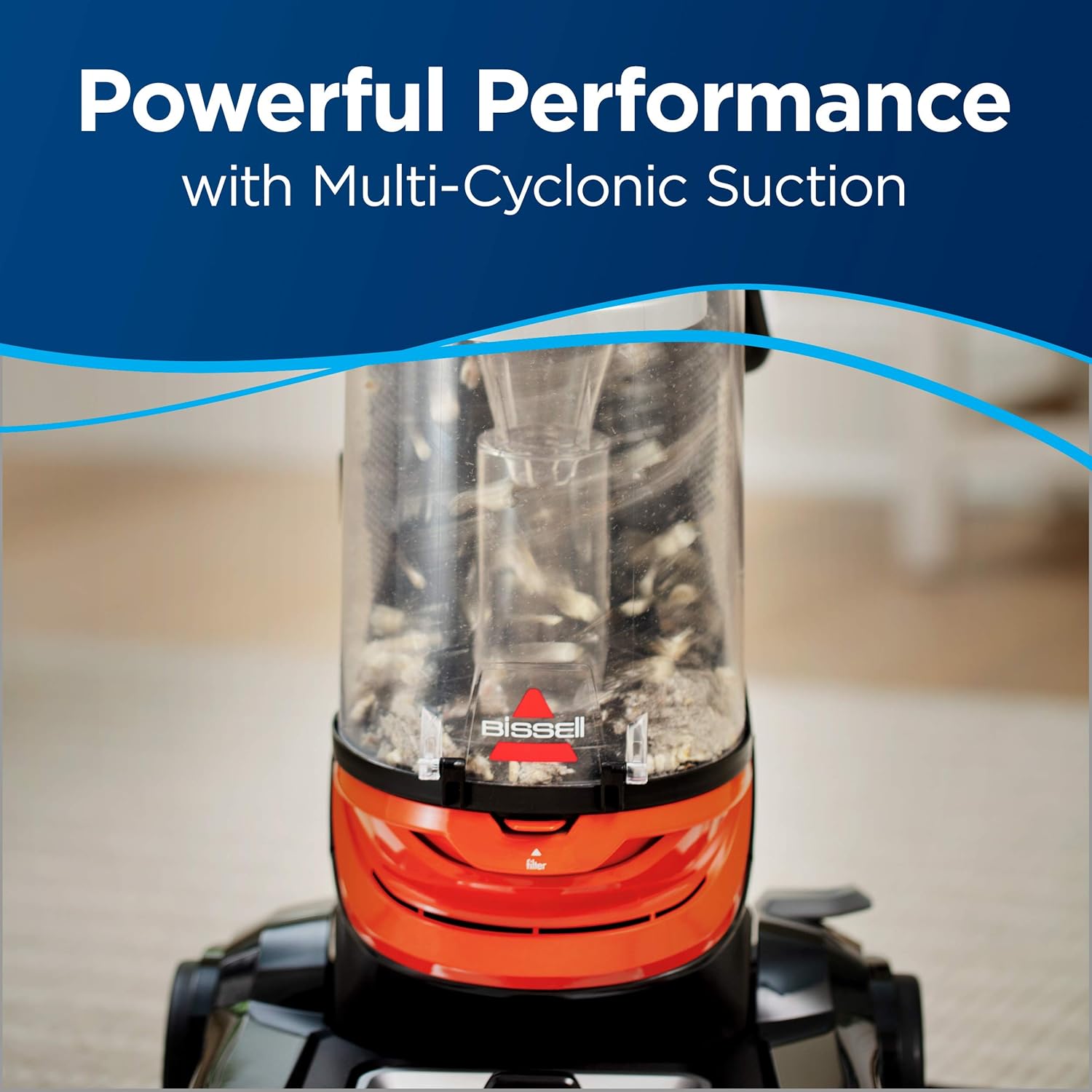 BISSELL 2486 CleanView Bagless Vacuum, Powerful Multi Cyclonic System, Large Capacity Dirt Tank, Specialized Pet Tools, Easy Empty , Orange