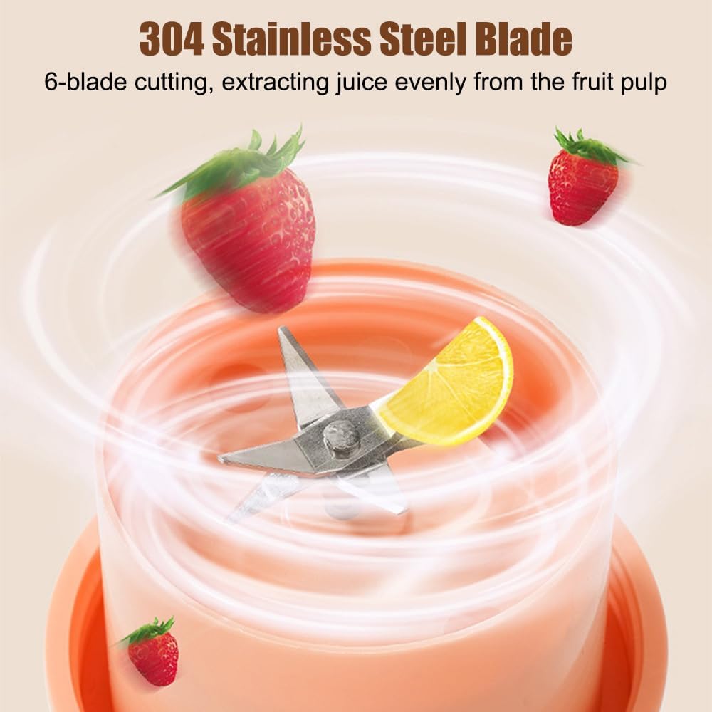 Personal Blender,480ml Shakes Fruit Juicer Self-Cleaning Drink Machine Blender With 6 Blades for Shakes Fruit Juice Smoothies Sports Travel