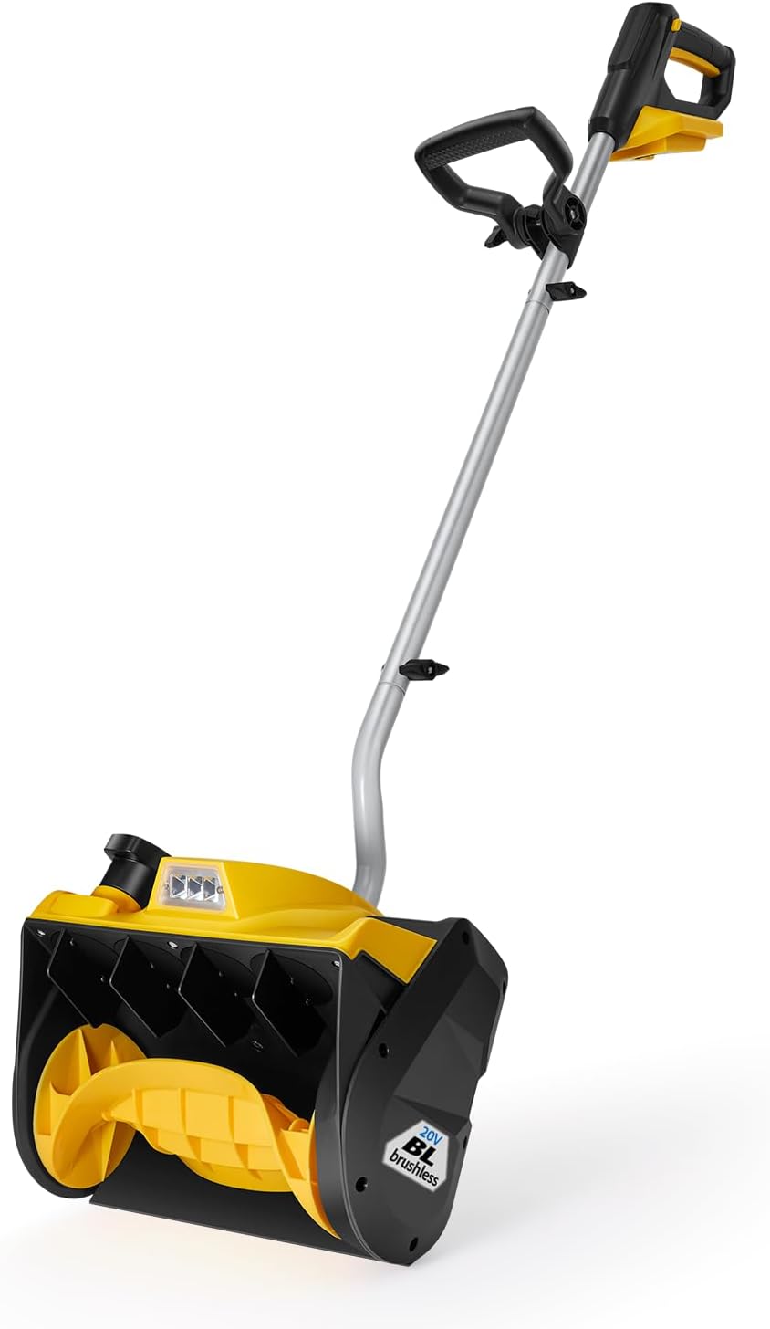 12-Inch Cordless Brushless Snow Shovel Compatible with DeWalt 20V/60V Battery(Tool Only) Electric Snow Blower with 23ft Throwing Distance, Adjustable Chute, Smart Control, LED Light for Driveway