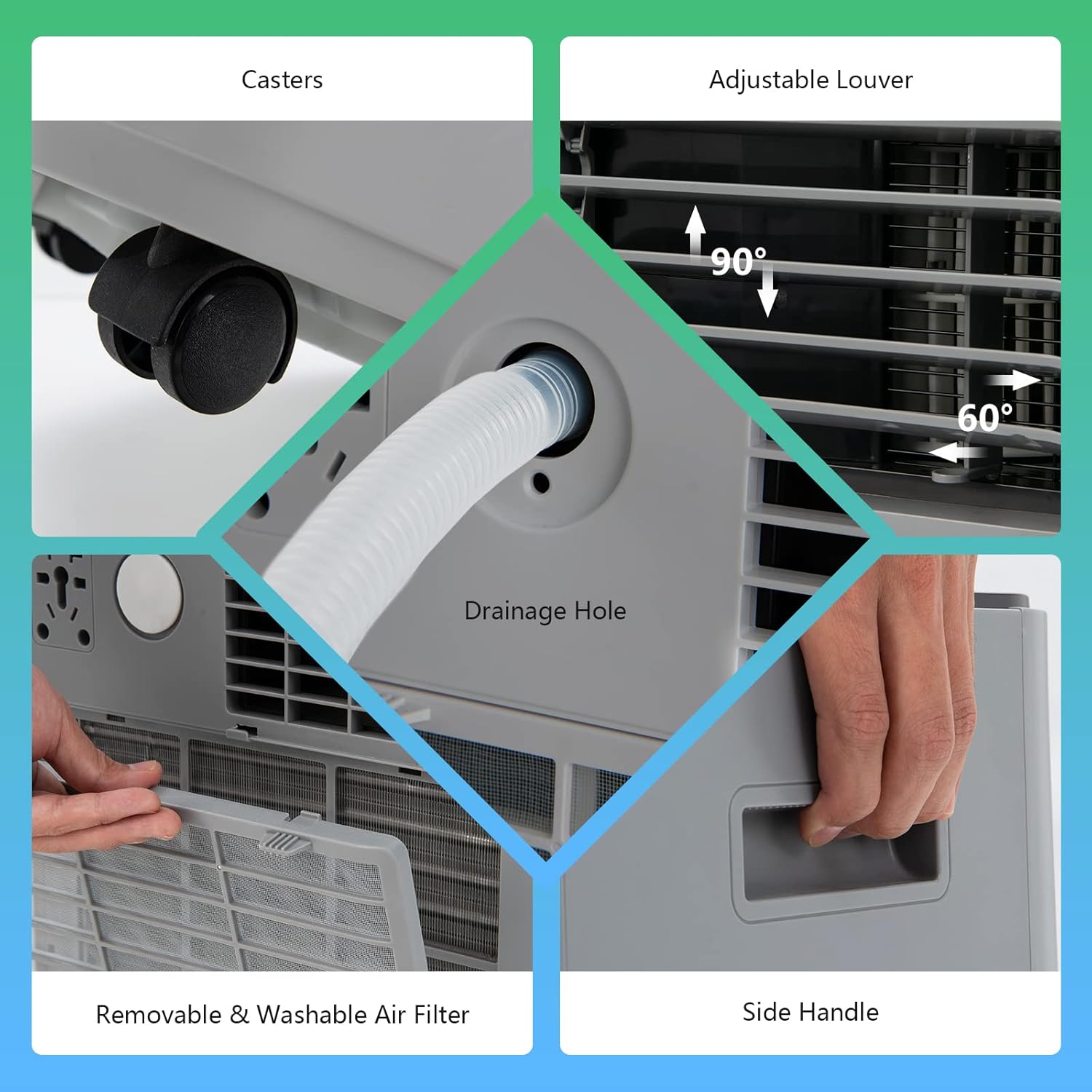 GOFLAME 10000BTU Portable Air Conditioner, 3-IN-1 Air Cooler & Dehumidifier with Remote Control, Sleep Mode, 2 Speeds and 24H Timer, Air Cooling Fan for Home & Office, Grey