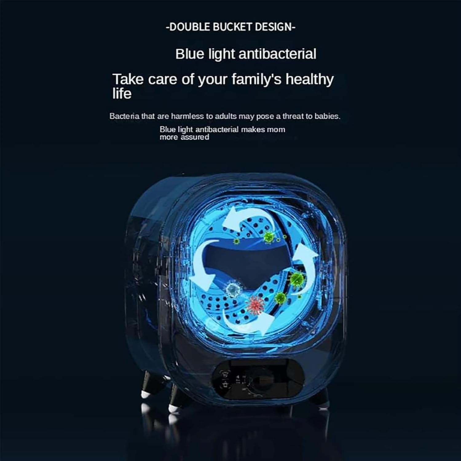 Compact Tumble Dryer, Mini Spin Dryer, Smart Drying, Pure Copper Motor 0.8 Kg Load Capacity, Hot and Cold Air Suitable for Clothes Of Different Materials, 60℃ Constant Temperature for Home Use