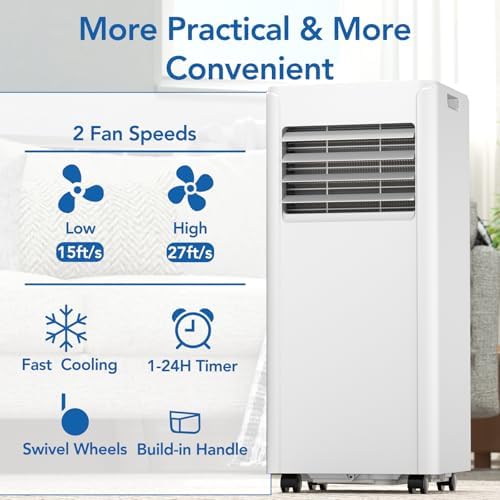 COWSAR 10,000 BTU Portable Air Conditioners with Remote, Portable AC Unit Cools Up to 450 Sq.ft, 4 Modes with Fast Cooling, Sleep Mode, 24H Timer for Bedroom, Room, Apartments, White