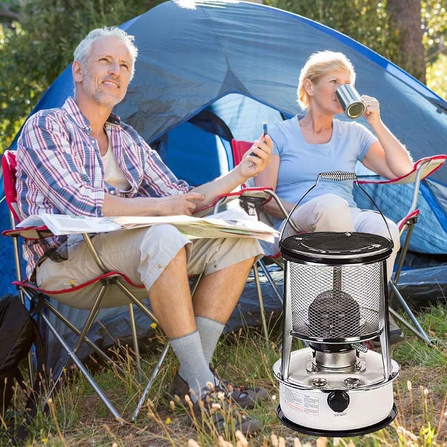 Kerosene Heater For Camping, Convection Wick Heater Emergency Tent Cooking Stove, Mobile Non Electric Oil Heaters Radiant Burner(White (6L))