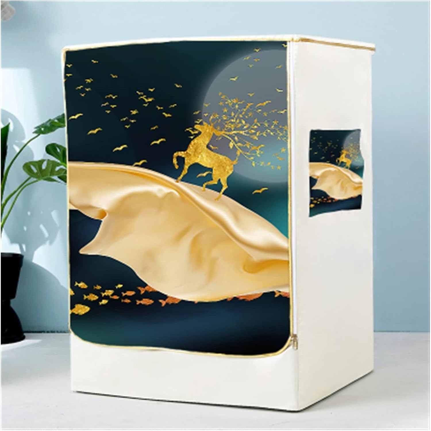 Washing Machine Cover Wash Machine Cover Waterproof Case Home Sunscreen Laundry DryerSilver Coating Roller Washing Dust-proof cover for Home Appliances ( Color : B , Specification : 60x44x85cm S )