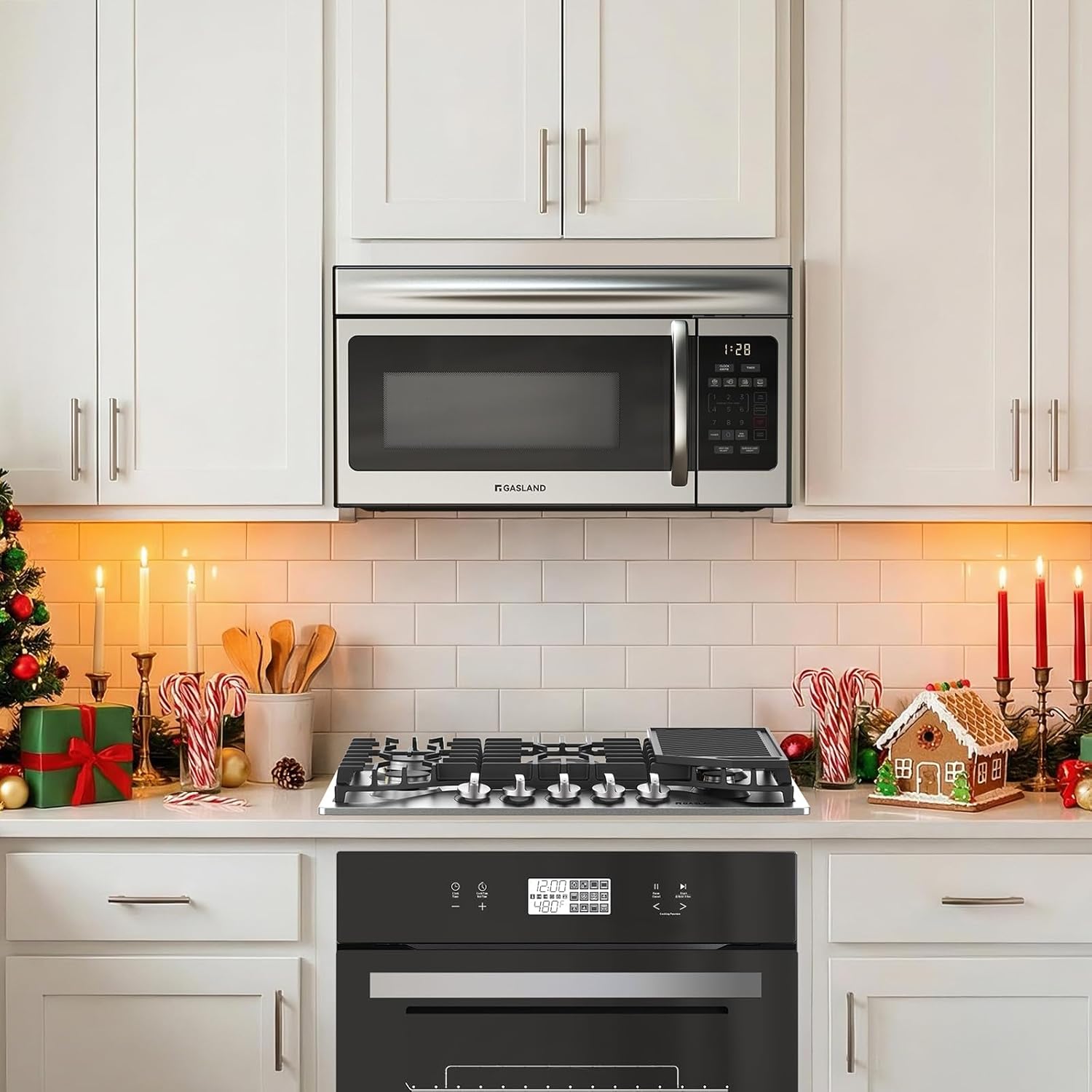 GASLAND 30 Inch Over the Range Microwave Oven, 1.7 Cu.ft Over Stove Microwave, 1000W with 10 Power Levels, Sensor Cooking, One Touch Cooking, 300 CFM, LED Lights, Stainless Steel Kitchen Microwave