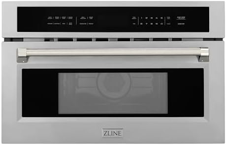 ZLINE Autograph Edition 30 in. 1.6 cu ft. Built-in Convection Microwave Oven in Stainless Steel and Polished Nickel Helix Handle (MWOZ-30-KPN)