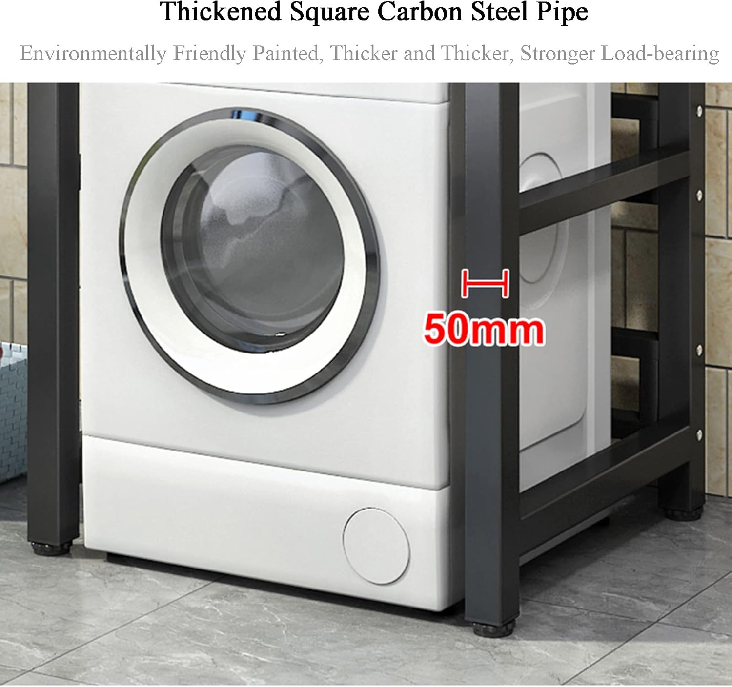 Height Adjustable Dryer Stand - Stacking Kit for Front Loader Washing Machines & Tumble Dryers - Over Washer Storage Rack with 400KG Load Capacity