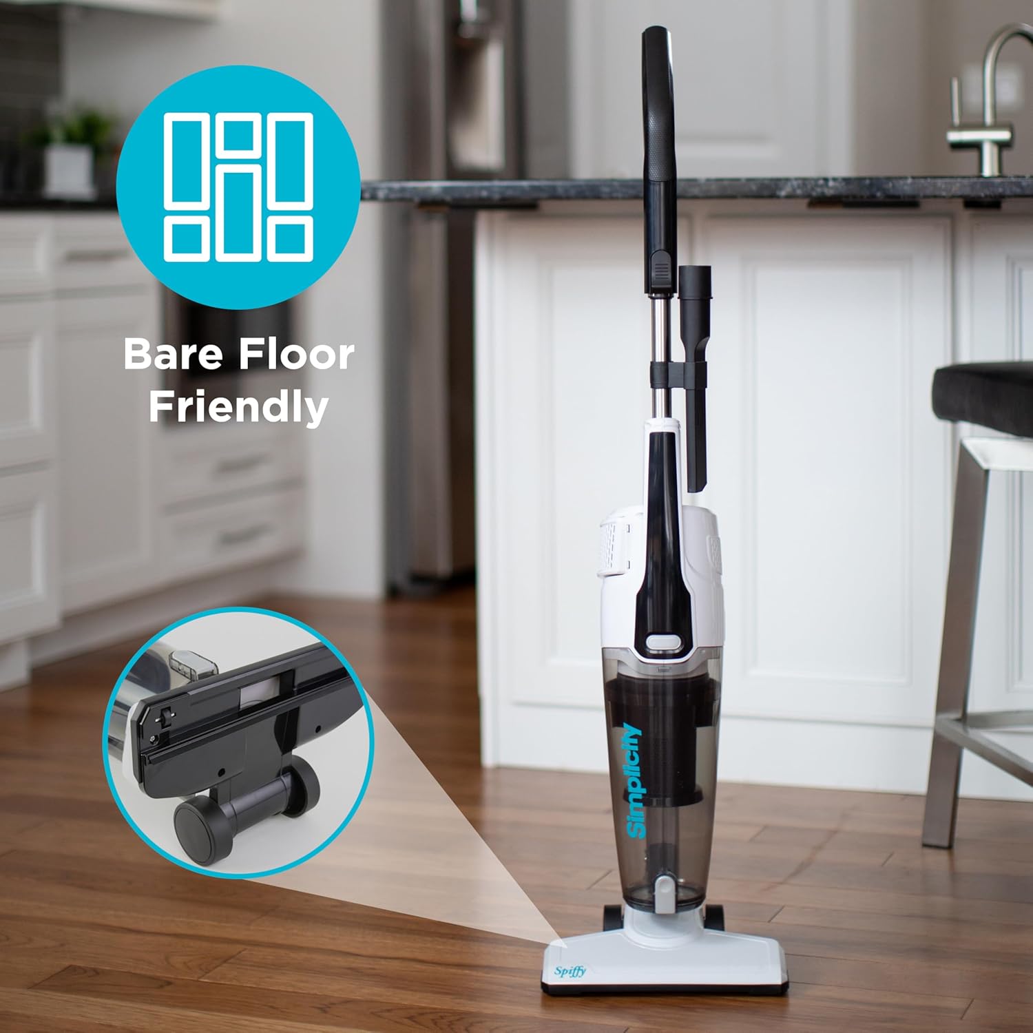 Simplicity Vacuums Corded Stick Vacuum Cleaner - Bagless, Two Speeds, HEPA Filter, Ideal for Hardwood & Tile, S60 Spiffy