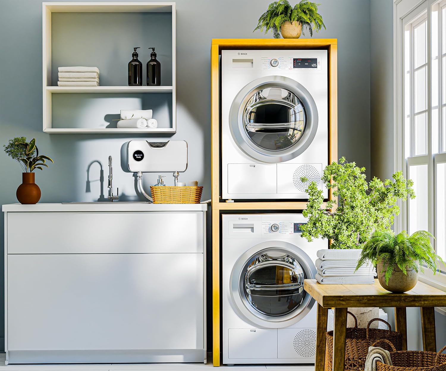 O3 Waterworks Smart Laundry System - Detergent-Free Cleaning with O3 Water Technology (White)