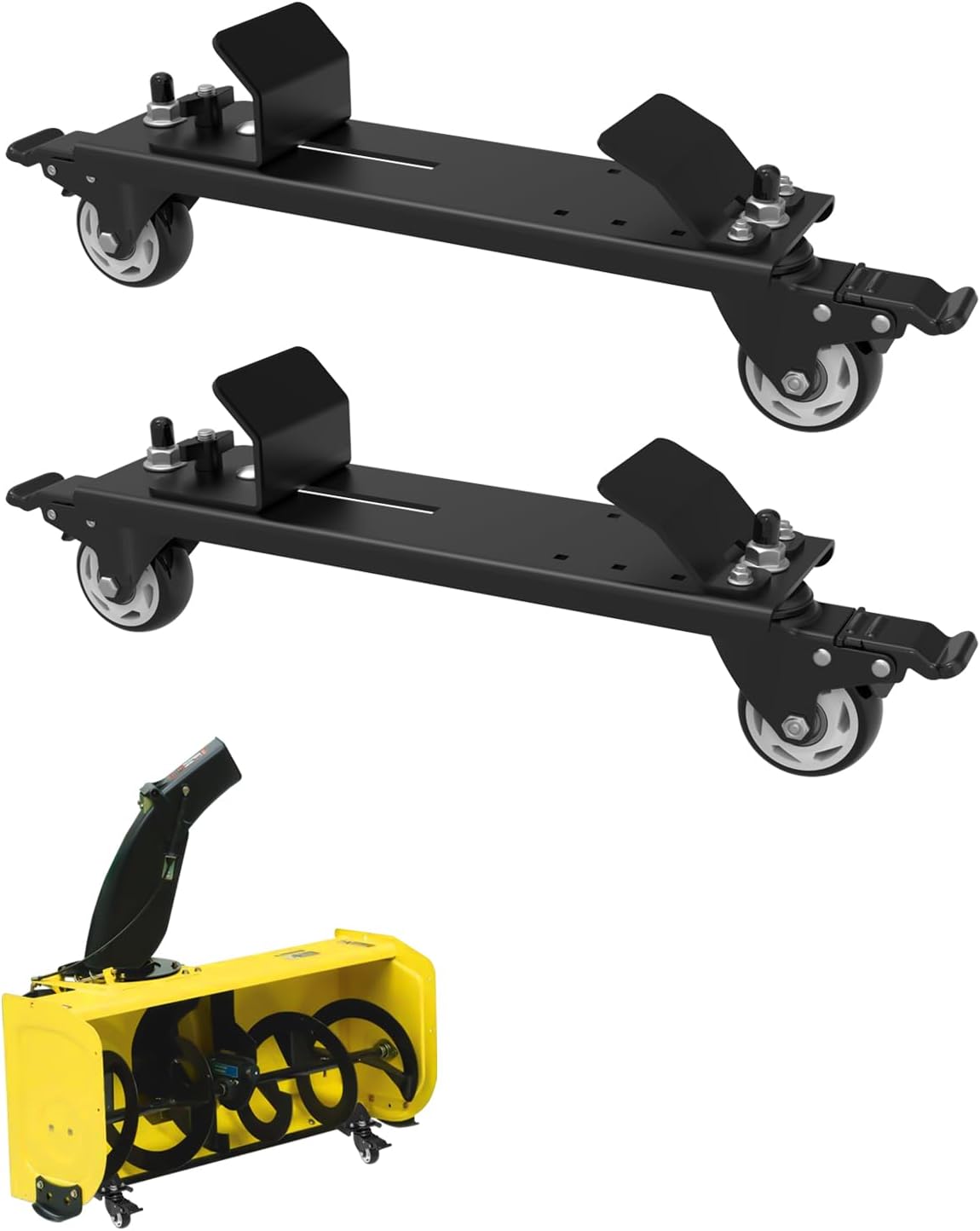 Snow Blower Storage Dollies - Heavy Duty Replacement for John Deere LP70692 - Adjustable Brackets & Locking 360°Swivel Casters - Fits 44