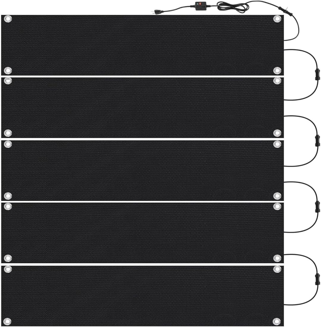Heated Snow Melting Mats - 10x30In/10x48In Heated Outdoor Mats for Walkways - Electric Snow Melting Mats for Decks Sidewalks - Trusted No-Slip Snow and Ice Melt Heated Driveway Mat(5 Pcs,10in*48in/25.