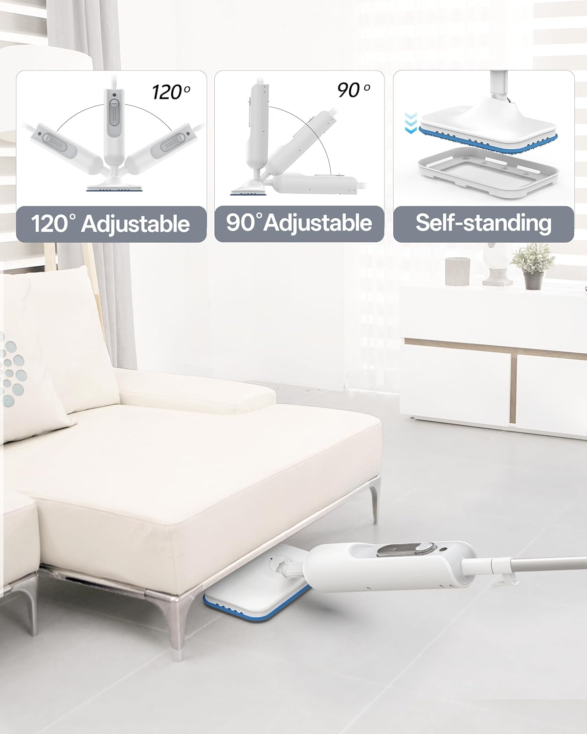 Steam Mop,6-in-1 Handheld Steam Cleaner,Powerful Detachable Steam Mops for Floor Cleaning,MultiPurpose Steamer for Hardwood with 4 Pack Mop Pads and Round Brush Head