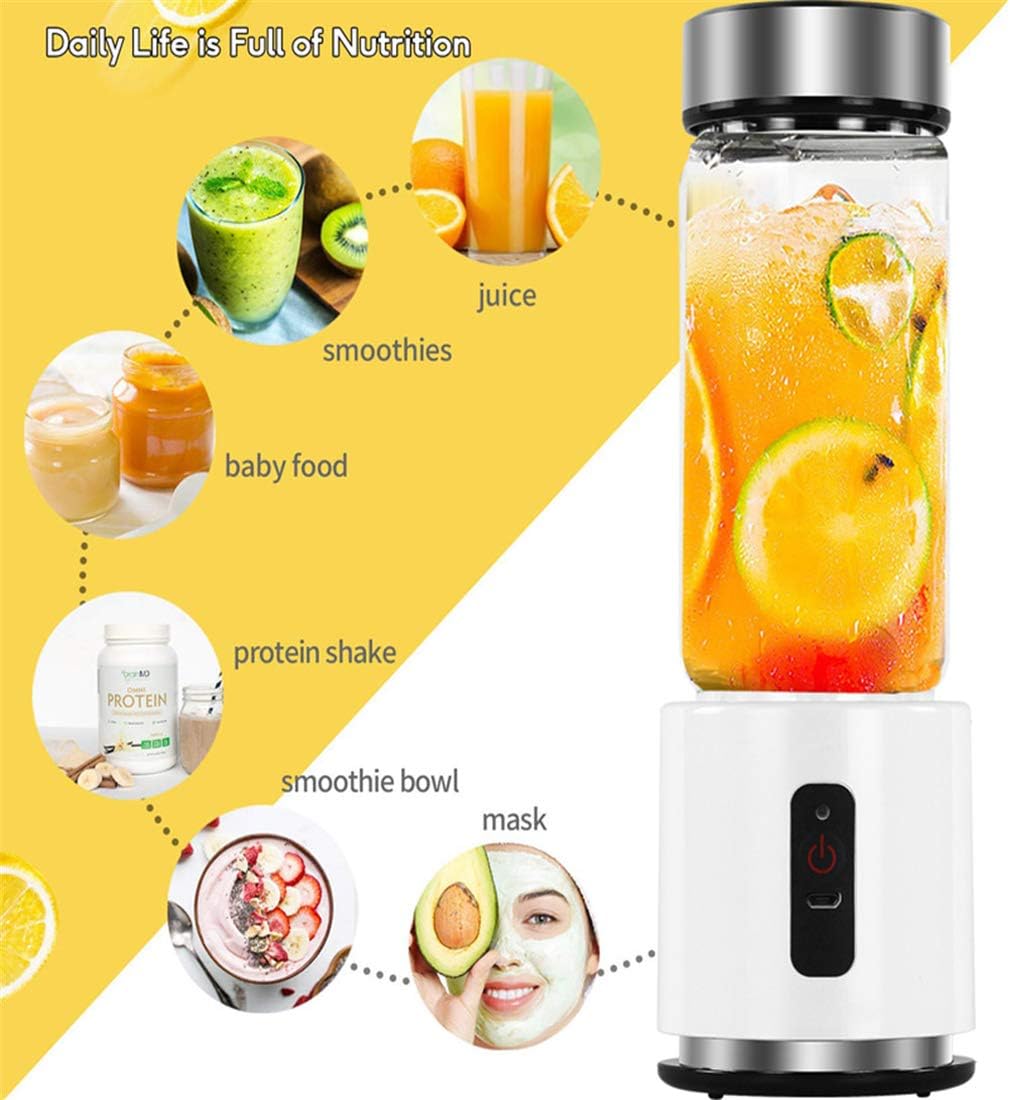 Portable Blender, Mini Blender Smoothie Maker with USB Rechargeable Electric Blender Professional Commercial for Vegetables and Fruit Smoothie Maker Blender Food Processor 4000Mah 380Ml
