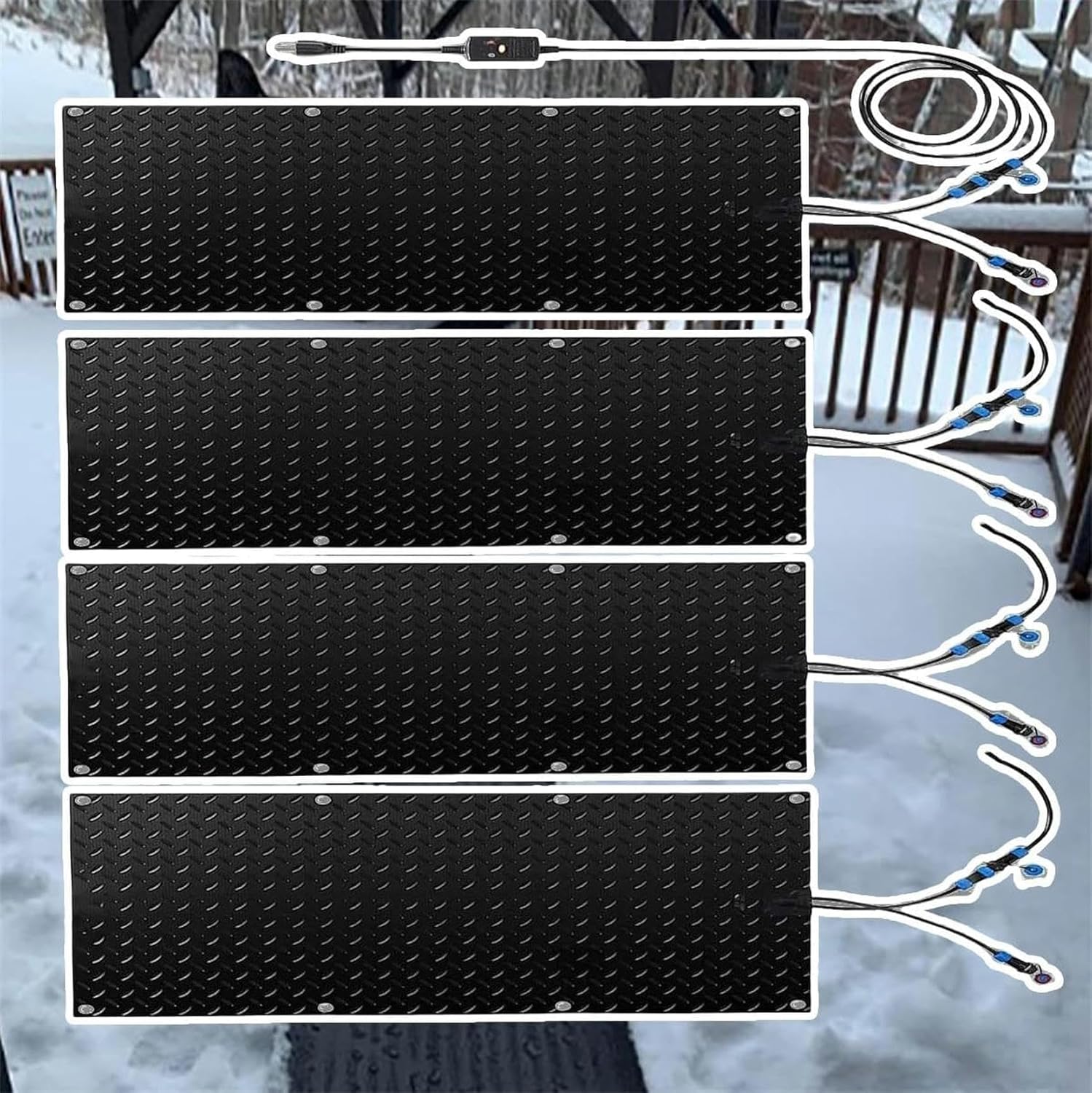 AMNOOL Snow Melting Walkway Mat Roof Heat Panel for Ice Dams Non Slip Rubber Heated Mat Black Roof Heated Outdoor Mats for Winter