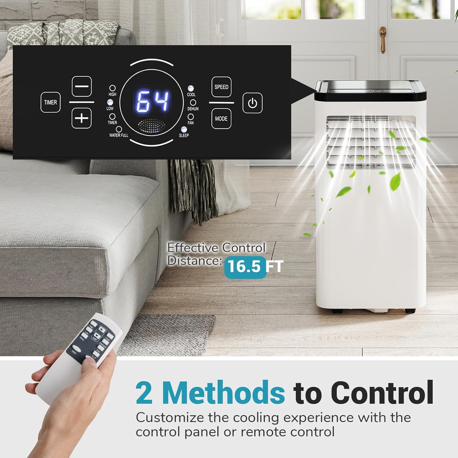 DORTALA Portable Air Conditioner 10000 BTU, 3-in-1 Portable AC with Remote Control, Dehumidifier, 24H Timer, Window Kit for 450 Sq.FT Apartment, Bedroom