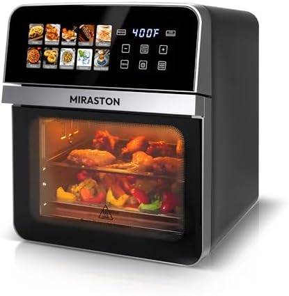 10QT Air Fryer Toaster Oven Combo with 10 Presets, Family Size Compact Oven for Roasting Whole Chicken/Double Cooking, Stainless Steel Interior, Easy Clean, Includes 2 Accessories & Recipe