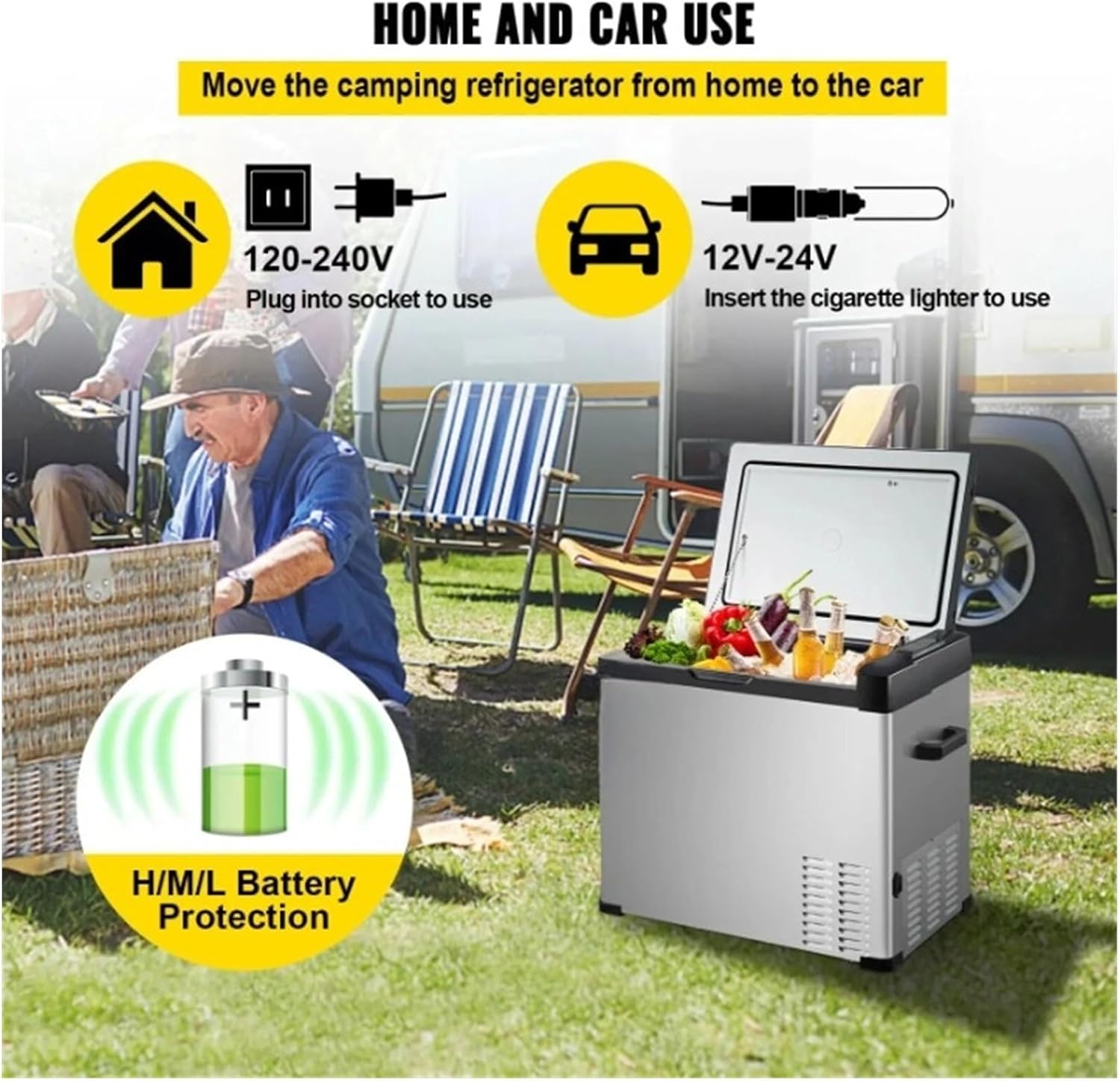 30L 40L 50L Mini Car Refrigerator Portable Small Fridge Freezer 12V/24V DC 110-240 AC Cooler For Outdoors Caravan Camping(30L)