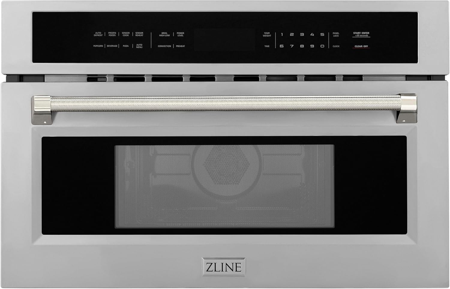ZLINE Autograph Edition 30 in. 1.6 cu ft. Built-in Convection Microwave Oven in Stainless Steel and Polished Nickel Helix Handle (MWOZ-30-KPN)