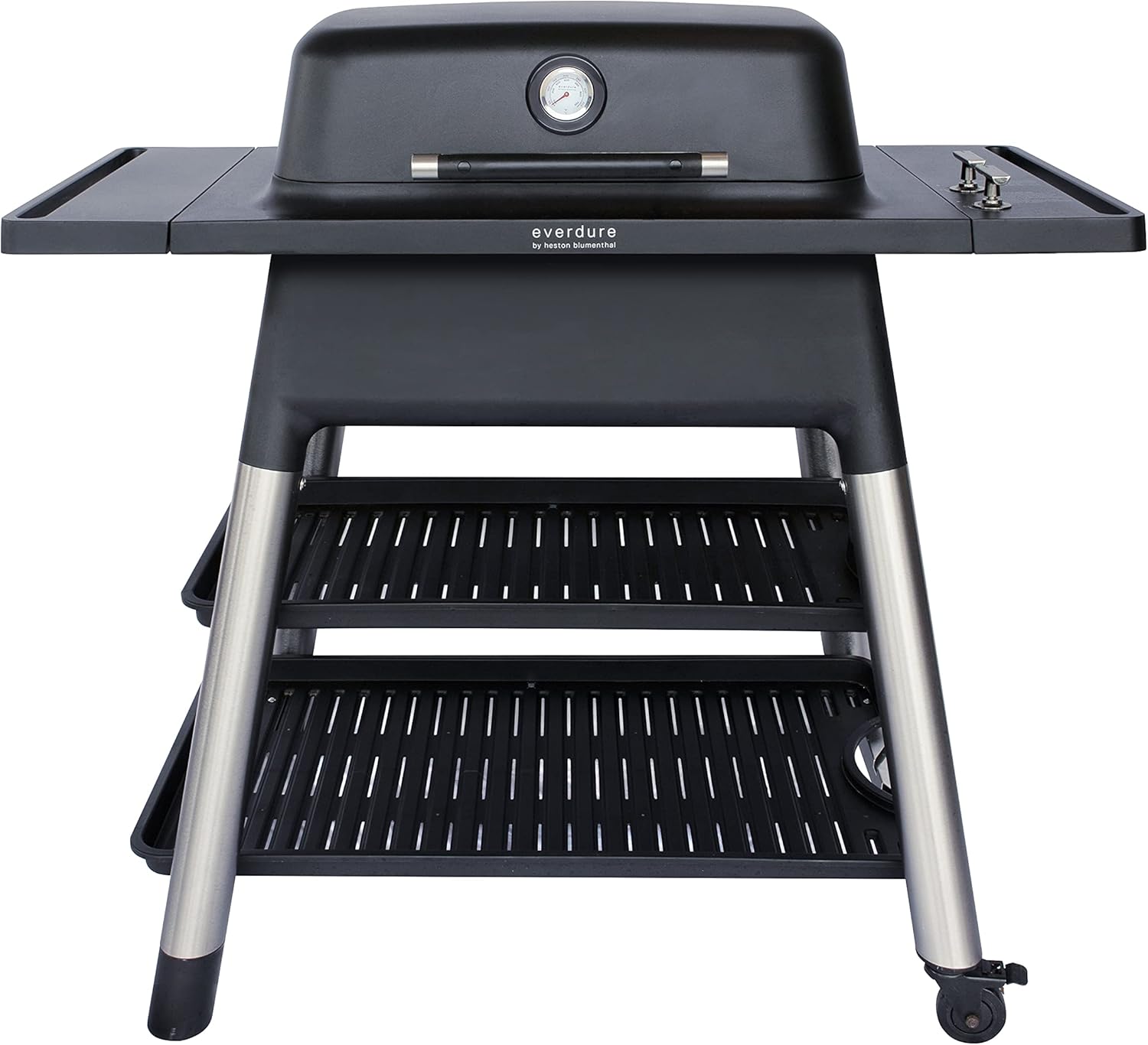 Everdure FORCE 2 Burner Gas Grill, Liquid Propane Portable BBQ Grill with Die-Cast Aluminum Body and Fast-Ignition Technology, 388 Square Inches of Grilling Surface, Adjustable Height, Matte Black