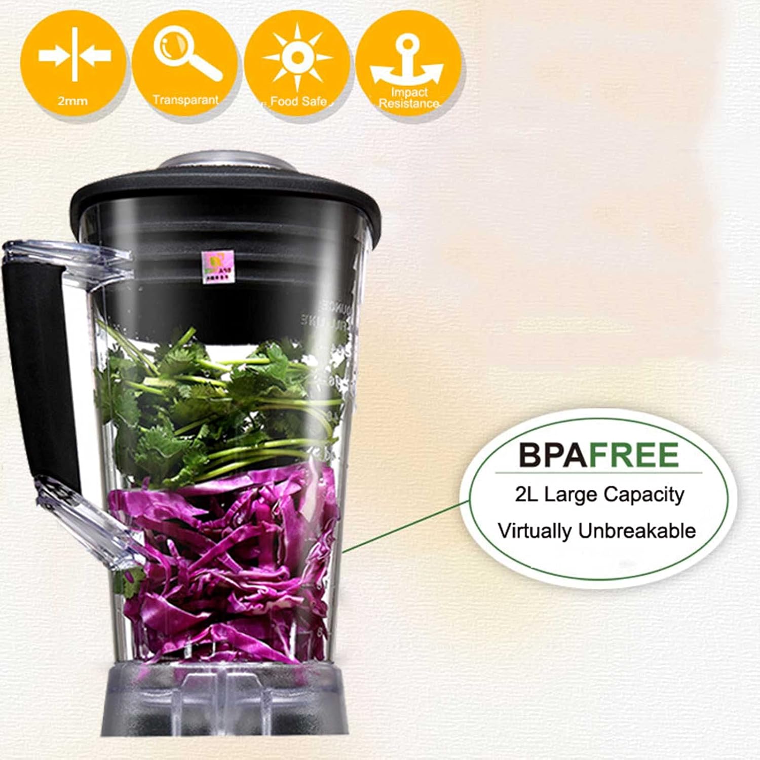 Compact Blenders for Kitchen Portable Multi-Function Smoothie Blender 2000 Ml Large Capacity Juice Personal Blender with Stainless Steel Blade Very Suitable for Healthy Juices and Smoothies